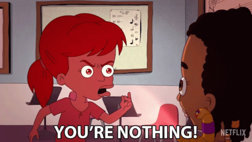 A Cartoon Character Says You 'Re Nothing In Front Of A Music Board GIF