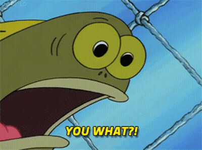 A Cartoon Character Says " You What " In Front Of A Chain Link Fence GIF