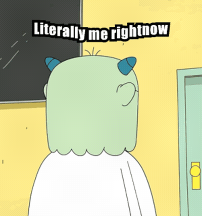 A Cartoon Character Scratching His Head With The Words Literally Me Rightnow Above Him GIF