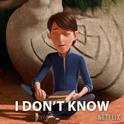 A Cartoon Character Sits On The Ground Holding A Book And Says " I Don T Know " GIF