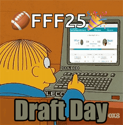 A Cartoon Character Sitting In Front Of A Computer With The Words Draft Day On The Bottom GIF