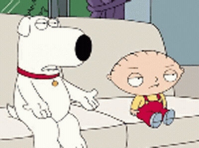 A Cartoon Character Sitting On A Couch Next To A Dog GIF