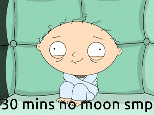 A Cartoon Character Sitting On A Couch With The Words 30 Mins No Moon Smp Written Below Him GIF