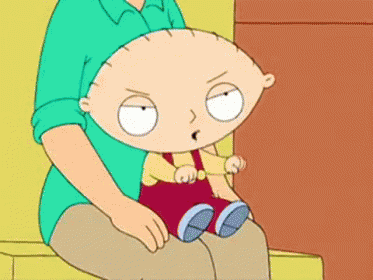 A Cartoon Character Sitting On A Man 'S Lap GIF