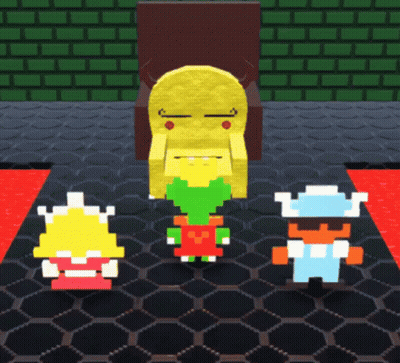A Cartoon Character Sitting On A Throne With Two Other Characters GIF