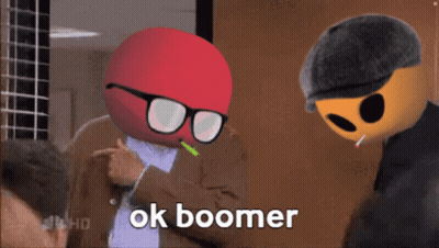 A Cartoon Character Smoking A Cigarette And A Cartoon Character With Glasses Says Ok Boomer GIF