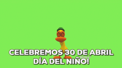 A Cartoon Character Standing In Front Of A Rainbow With The Words Celebramos 30 De Abril Dia Delnino GIF