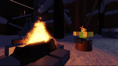 A Cartoon Character Standing Next To A Fire In The Snow GIF