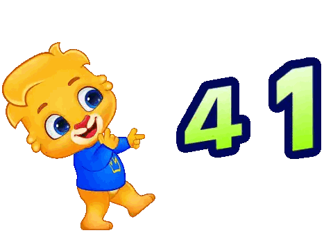 A Cartoon Character Standing Next To A Number 41 Sticker