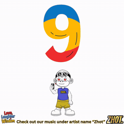 A Cartoon Character Standing Next To A Number Nine GIF
