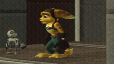 A Cartoon Character Standing Next To A Small Robot GIF