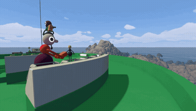 A Cartoon Character Standing On Top Of A Green Hill GIF