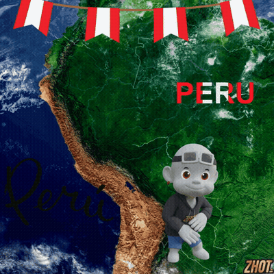A Cartoon Character Stands In Front Of A Map That Says Peru GIF