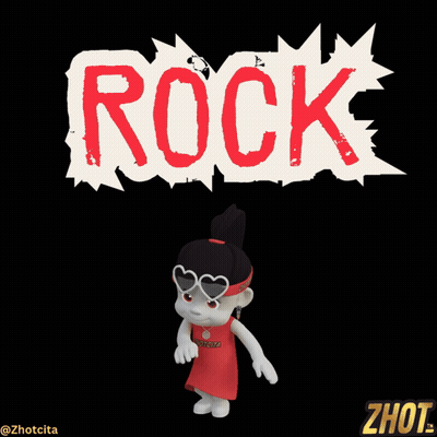 A Cartoon Character Stands In Front Of A Rock Sign GIF