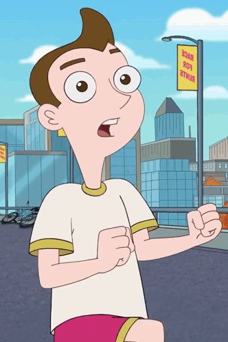 A Cartoon Character Stands In Front Of A Sign That Says Zoar Rd 2Thrua GIF
