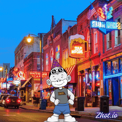A Cartoon Character Stands In Front Of A Strange Candy Store GIF