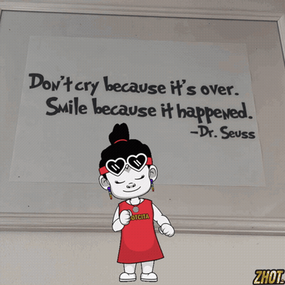 A Cartoon Character Stands In Front Of A White Board With A Quote From Dr. Seuss GIF