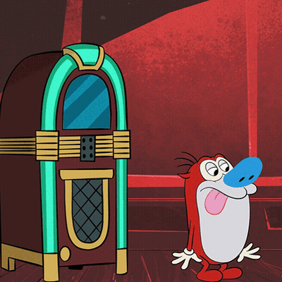 A Cartoon Character Stands Next To A Jukebox GIF