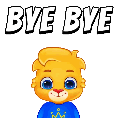A Cartoon Character Waving With The Words Bye Bye Below Him GIF