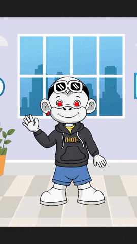 A Cartoon Character Wearing A Black Hoodie That Says Thot GIF