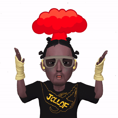 A Cartoon Character Wearing A Black Shirt That Says Jcllof On It GIF