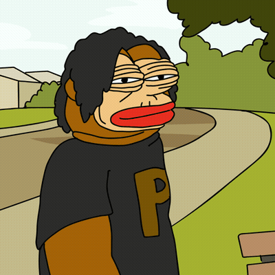 A Cartoon Character Wearing A Black Shirt With The Letter P On The Front GIF