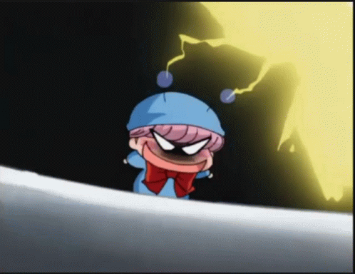 A Cartoon Character Wearing A Blue Hat And A Red Bow Tie GIF