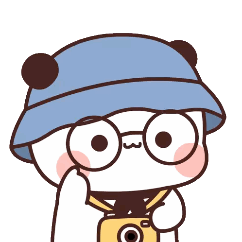 A Cartoon Character Wearing A Blue Hat And Glasses Holds A Camera Sticker