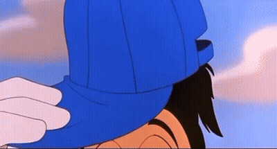 A Cartoon Character Wearing A Blue Hat With A Hand On It GIF