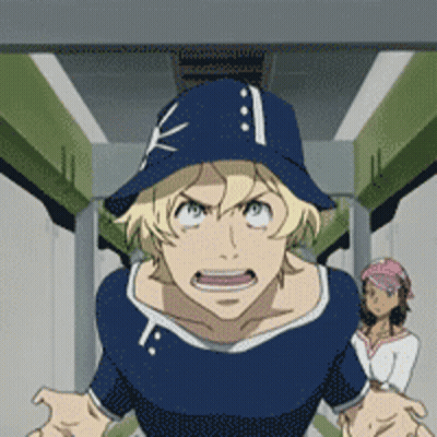 A Cartoon Character Wearing A Blue Hat With A K On It GIF