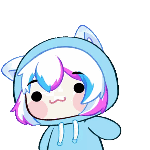 A Cartoon Character Wearing A Blue Hoodie With Ears Sticker