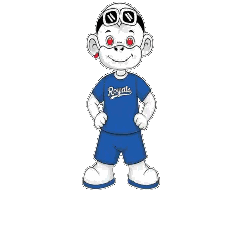 A Cartoon Character Wearing A Blue Shirt That Says Royals Sticker
