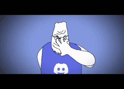 A Cartoon Character Wearing A Blue Shirt With A Discord Logo GIF