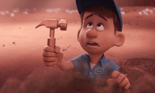 A Cartoon Character Wearing A Blue Shirt With The Word Feliz On It GIF