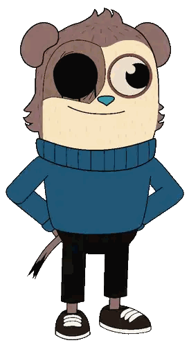 A Cartoon Character Wearing A Blue Sweater And Black Pants Is Standing With His Hands On His Hips Sticker