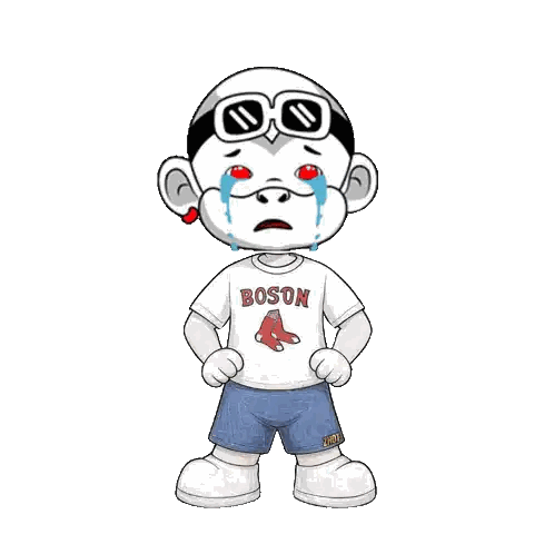 A Cartoon Character Wearing A Boston Shirt And Shorts Sticker