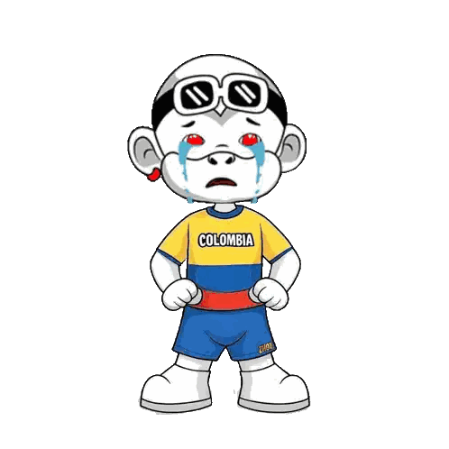 A Cartoon Character Wearing A Colombia Shirt And Shorts Sticker
