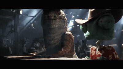 A Cartoon Character Wearing A Cowboy Hat And A Hawaiian Shirt Is Talking To Another Cartoon Character GIF