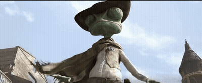 A Cartoon Character Wearing A Cowboy Hat And A Scarf GIF