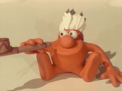 A Cartoon Character Wearing A Feathered Headdress And Holding A Pipe GIF
