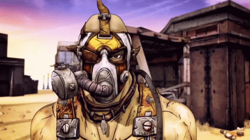 A Cartoon Character Wearing A Gas Mask And A Helmet GIF