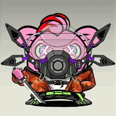A Cartoon Character Wearing A Gas Mask And Holding A Sword GIF