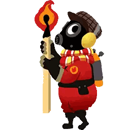 A Cartoon Character Wearing A Gas Mask And Holding A Torch Sticker