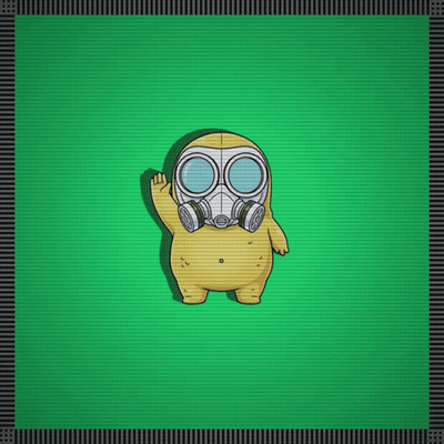A Cartoon Character Wearing A Gas Mask Waving GIF