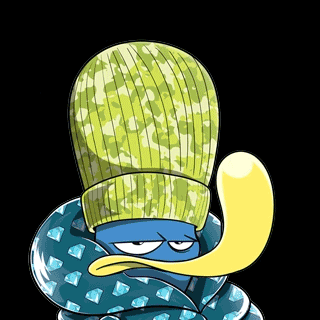 A Cartoon Character Wearing A Green Hat And A Blue Hoodie GIF