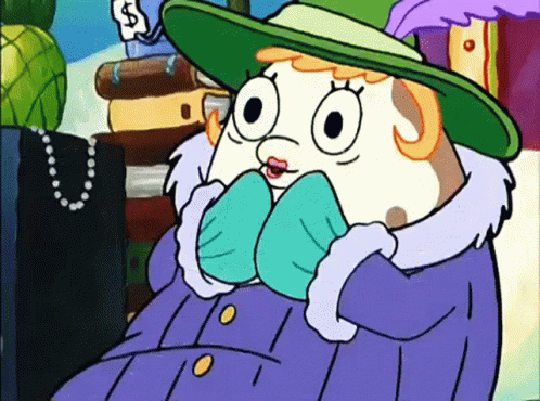 A Cartoon Character Wearing A Green Hat And A Purple Coat . GIF
