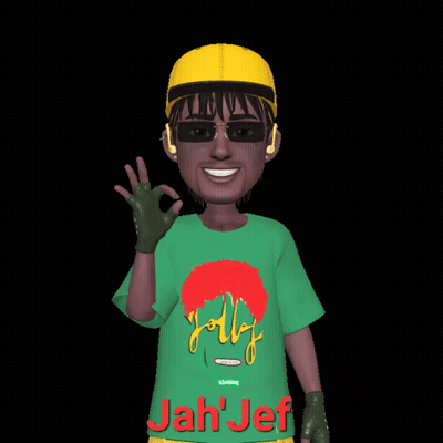 A Cartoon Character Wearing A Green Jolly Jah Jef T-Shirt GIF