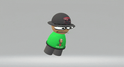 A Cartoon Character Wearing A Green Shirt And A Black Hat That Says ' Sonic ' On It GIF
