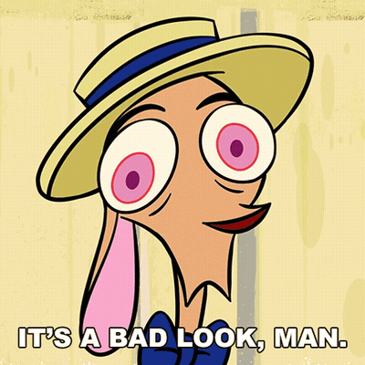 A Cartoon Character Wearing A Hat And A Bow Tie Says " It 'S A Bad Look Man " GIF