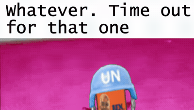 A Cartoon Character Wearing A Helmet That Says Un On It . GIF